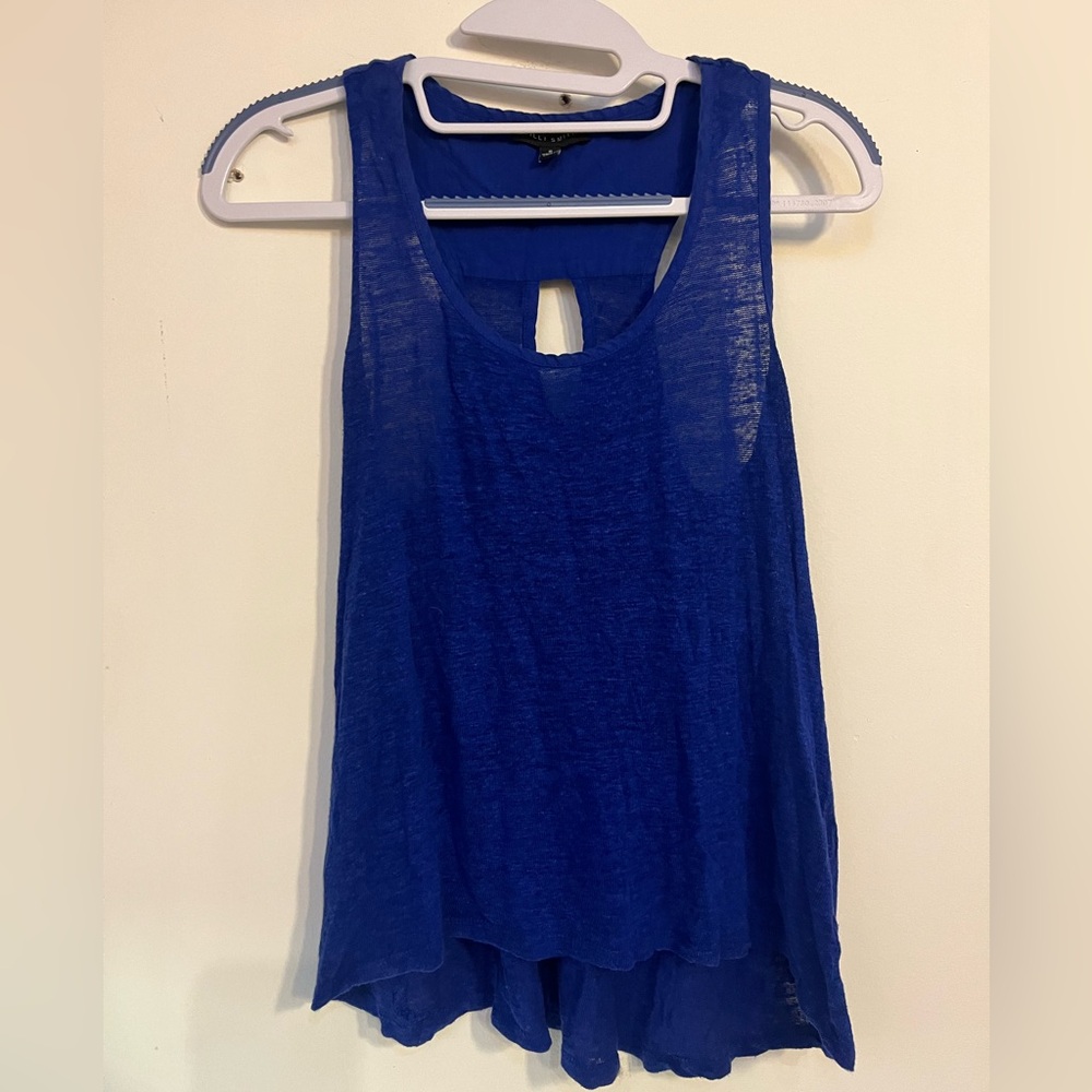 Willi Smith | Blue Linen Sleeveless Women's Top | Sz Small